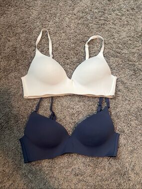 Nautica Smooth T-Shirt Bras - Cream & Navy